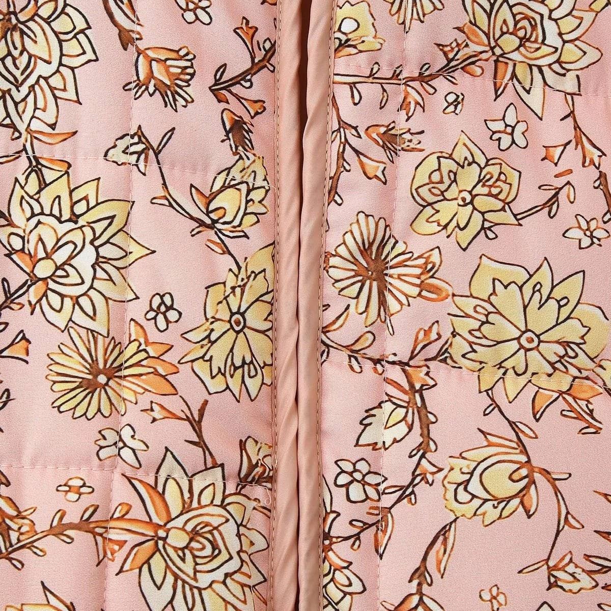 STAND COLLAR FLORAL PRINT LOOSE QUILTED JACKET_CWOJA1560