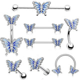 ENAMEL BUTTERFLY PIERCING SET BELLY EAR NOSE_CWMM9245