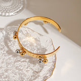 18K GOLD SILVER BEAD OPEN BANGLE TRENDY STYLE_CWAJE4670