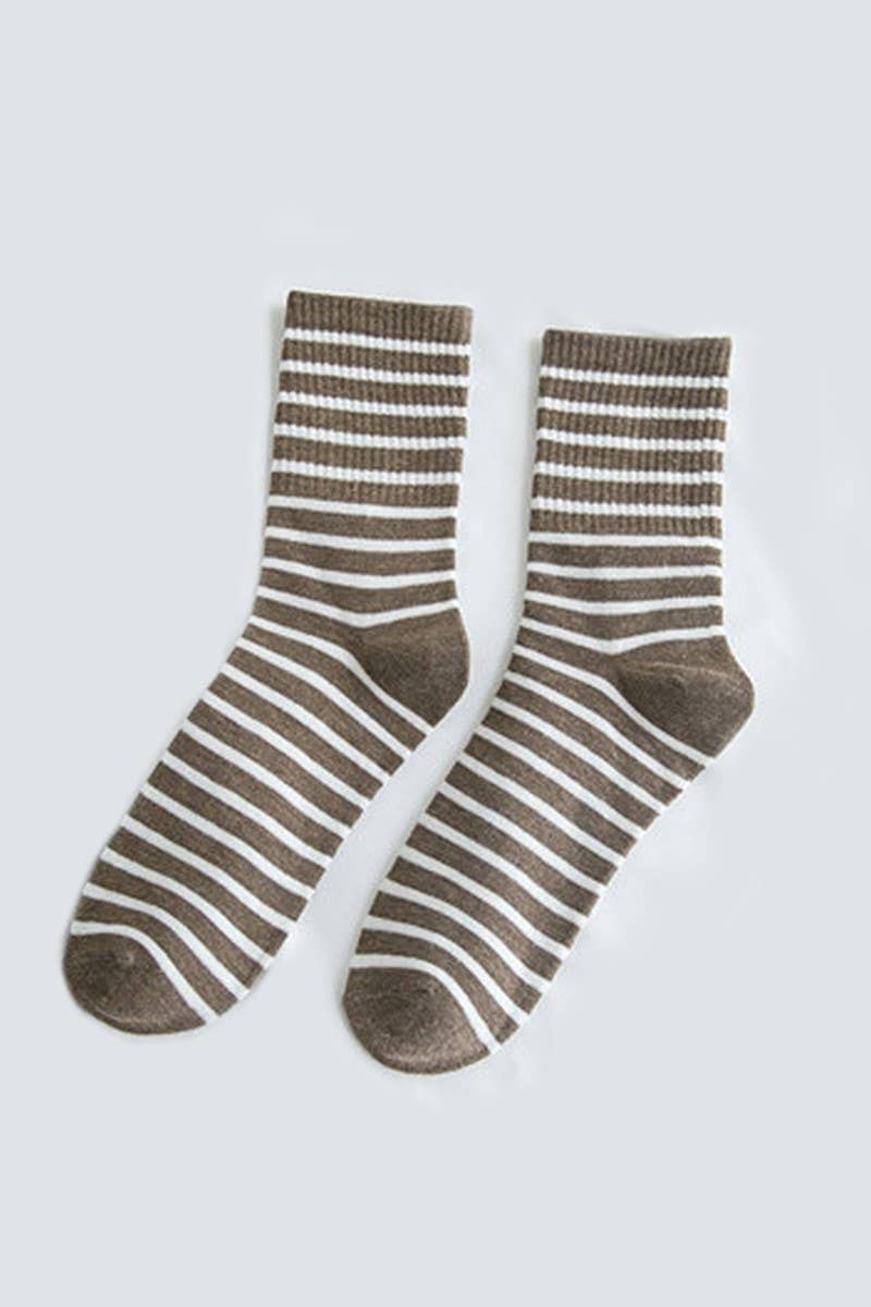 STRIPE PATTERN COZY COTTON ANKLE CREW SOCKS_CWMS022
