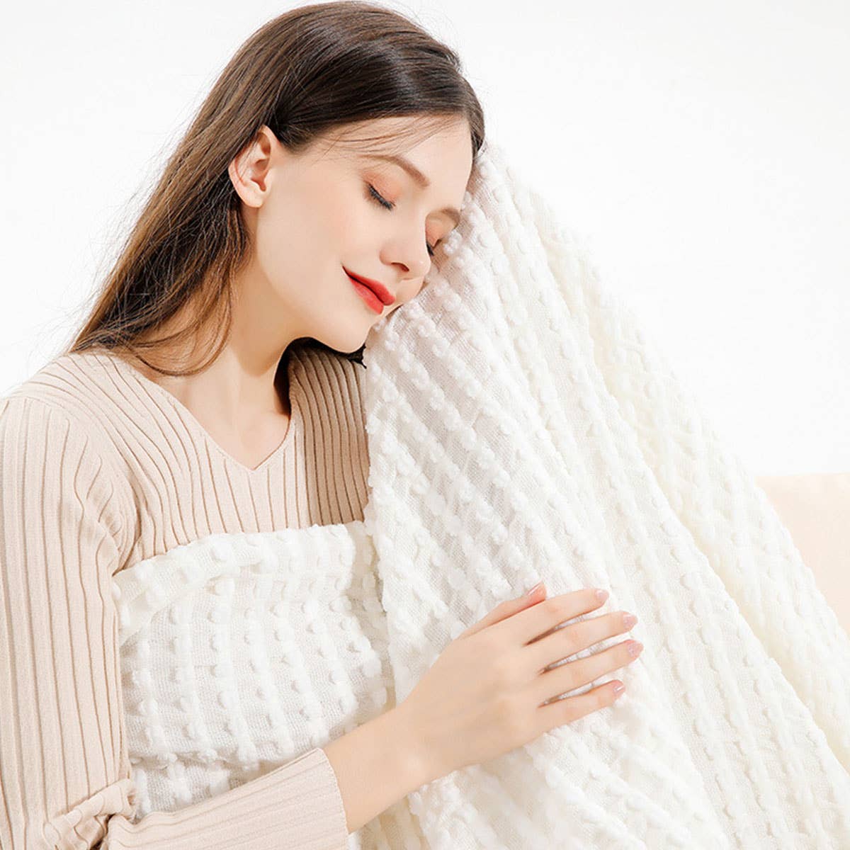 LIGHTWEIGHT COZY BRAIDED STRIPED THROW_CWMM0205