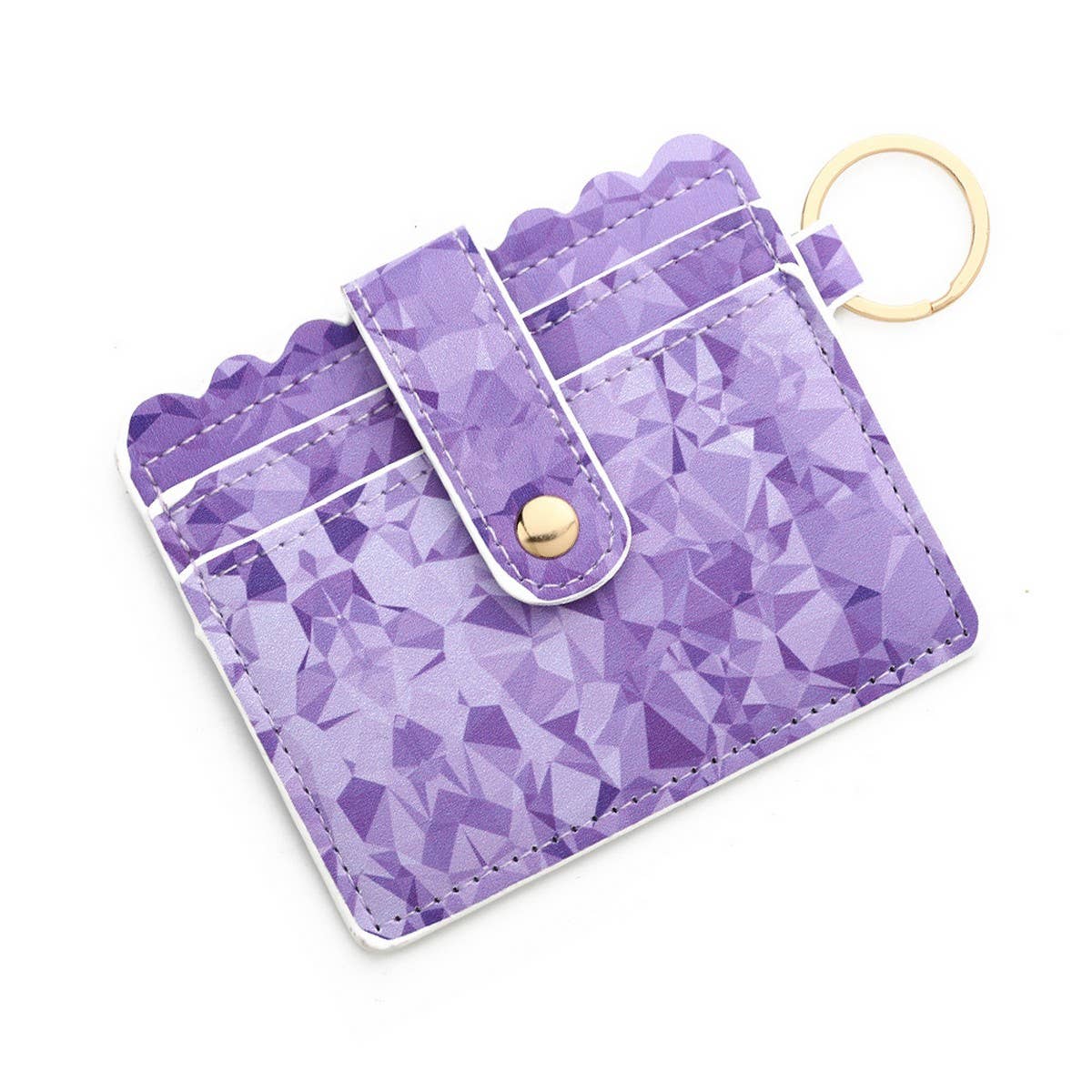 PU CARD WALLET WITH KEYCHAIN MULTI CARD SLOTS_CWAB4934