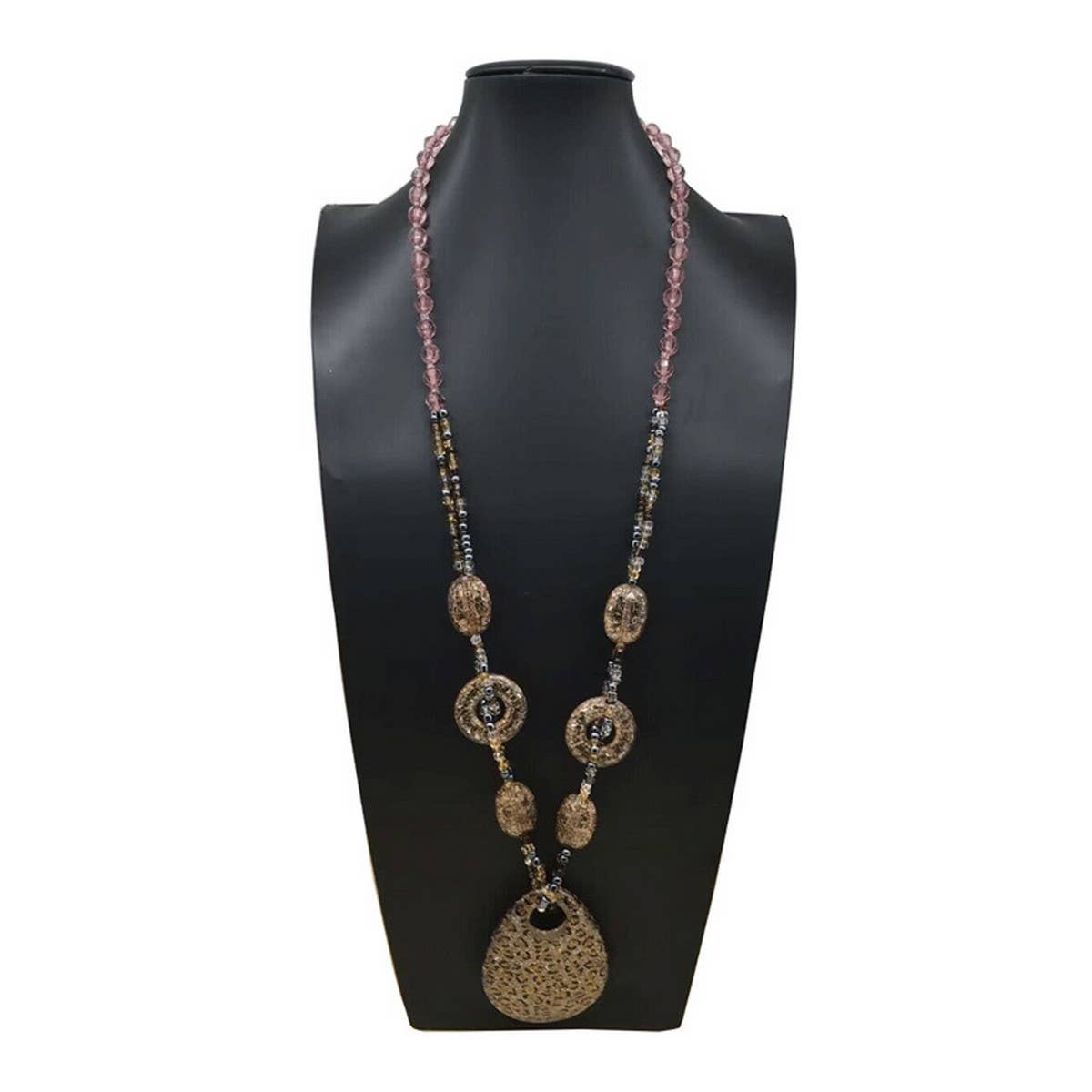 LEOPARD PRINT ACRYLIC LONG HANDMADE NECKLACE_CWMM4565