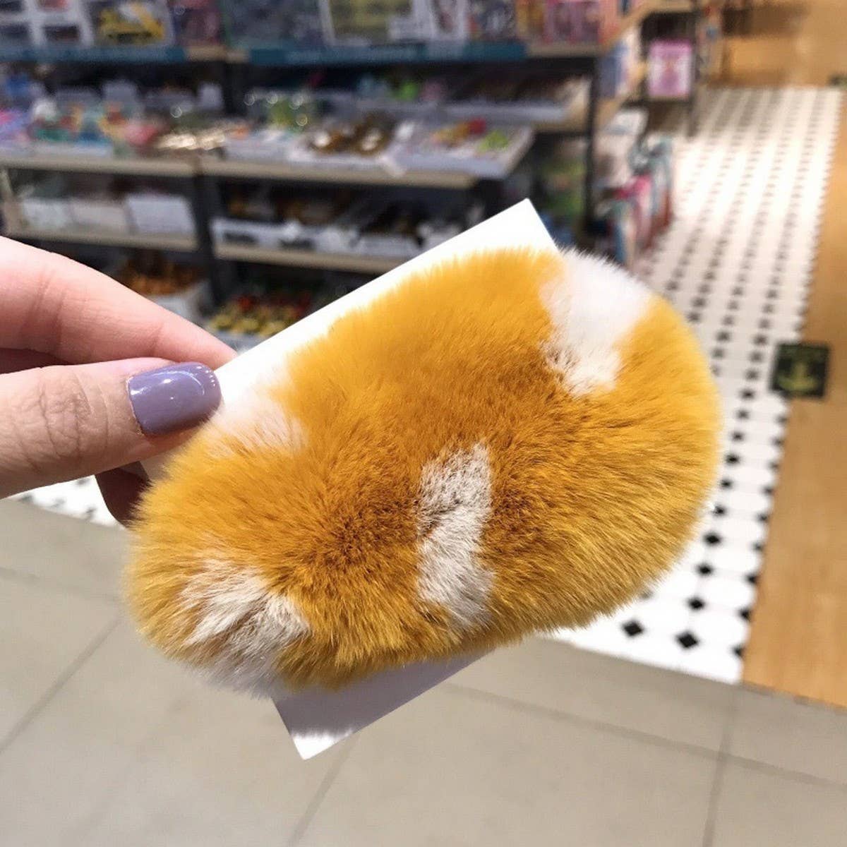 FURRY MINK HAIR CLIP CUTE FLUFFY BB BARRETTE_CWAHA3308