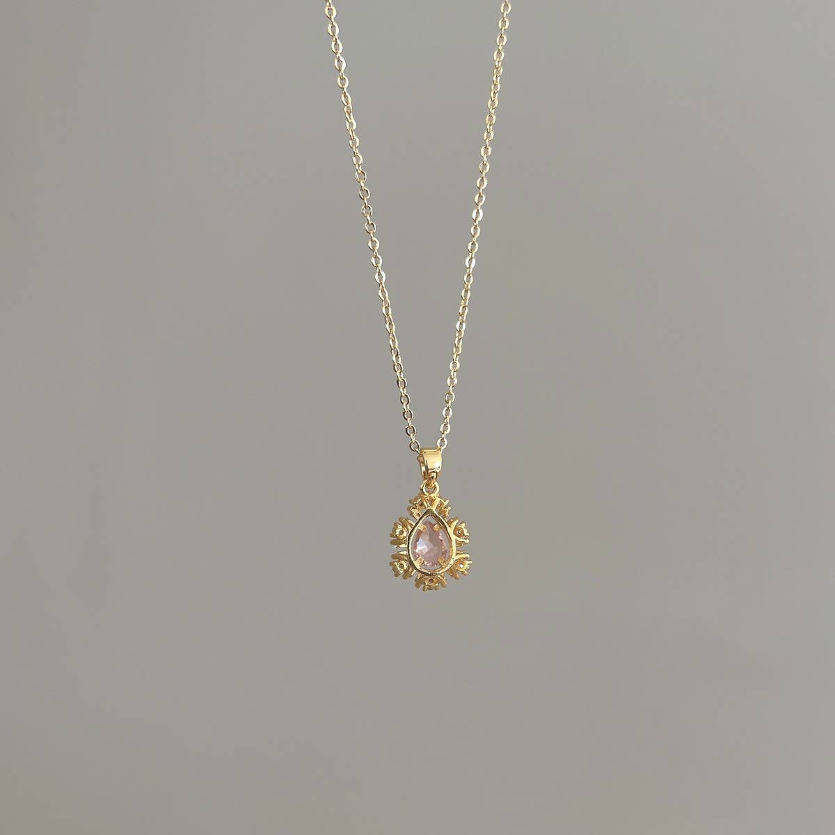 2024 NEW SIMPLE PINK WATER DROP NECKLACE_CWAJE1262