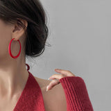 RED GEOMETRIC EARRINGS MINIMALIST EARRINGS_CWAJE2066