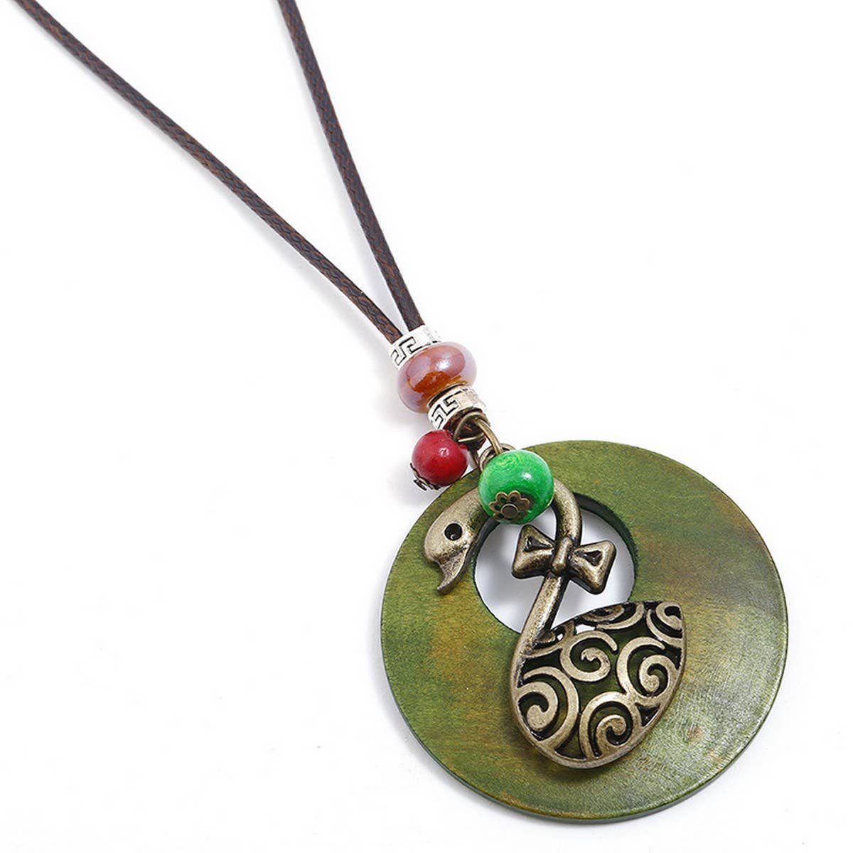 FASHION WAXED ALLOY SWAN LONG NECKLACE_CWMM4618