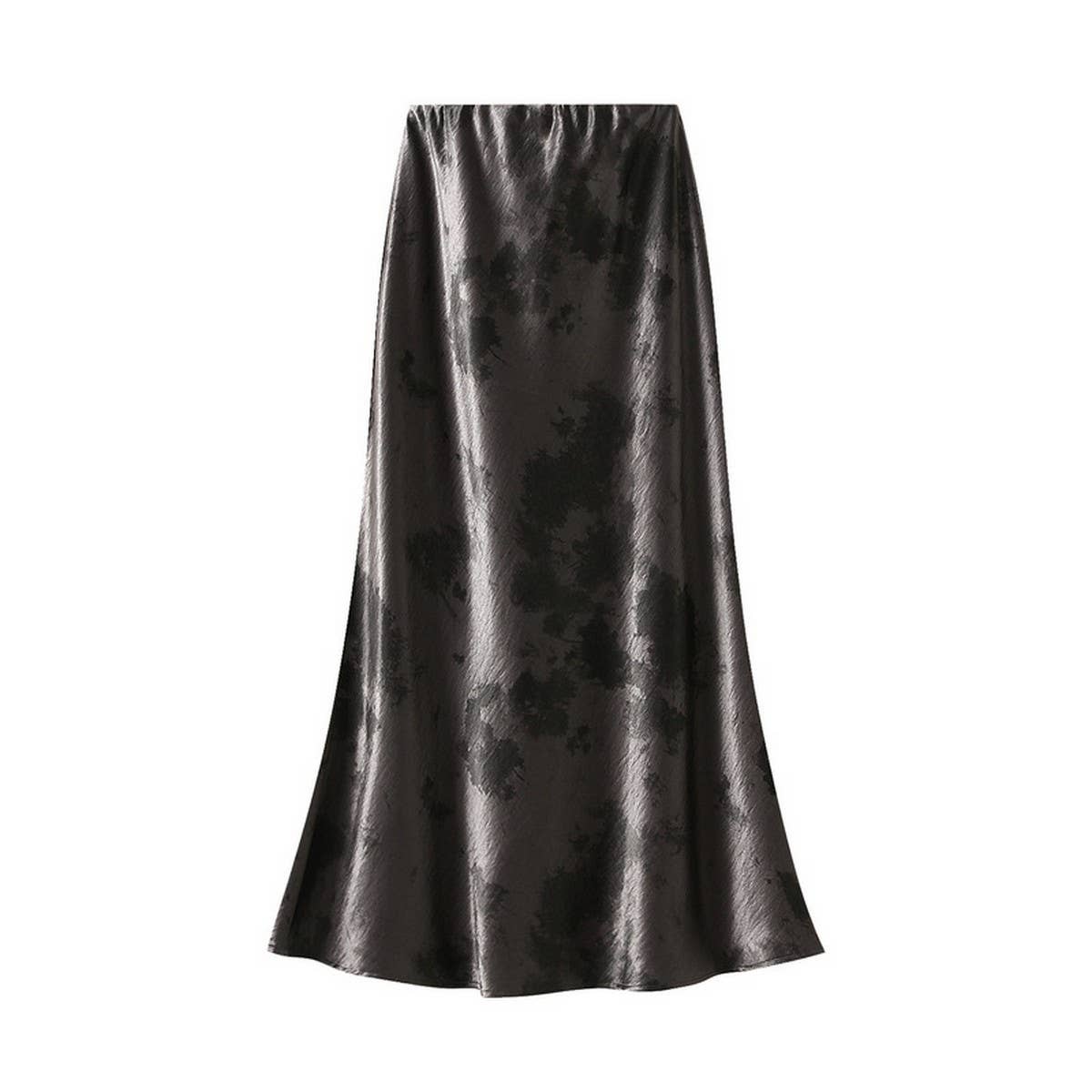 Tie-Dye Satin Print Fishtail Midi Skirt_Cwbms0386