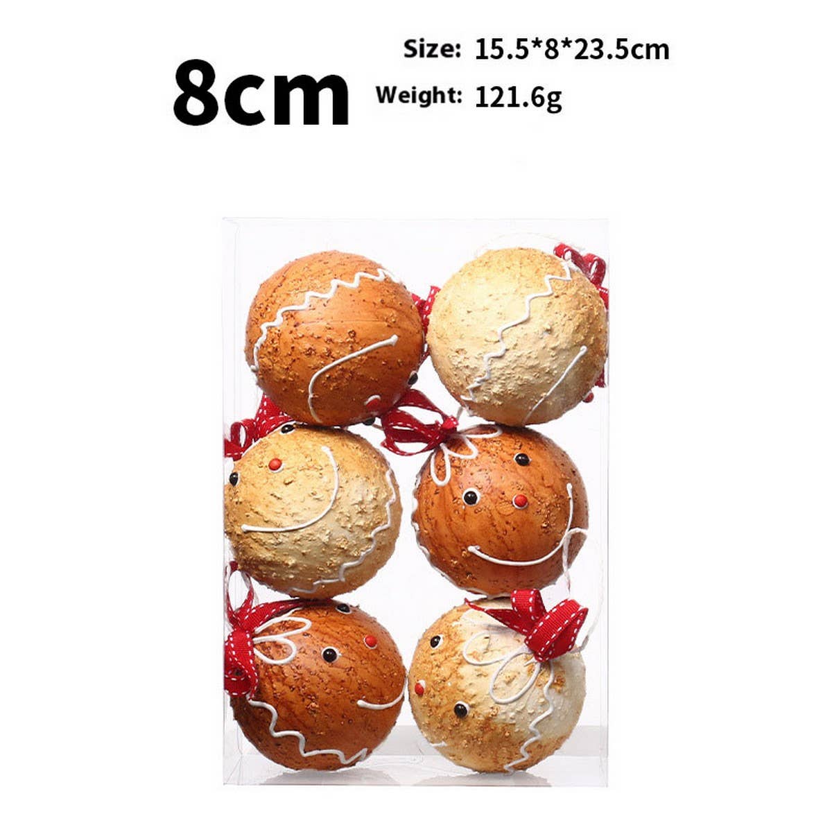 6PCS 8CM GINGERBREAD FOAM CHRISTMAS BALL SET_CWMM9830