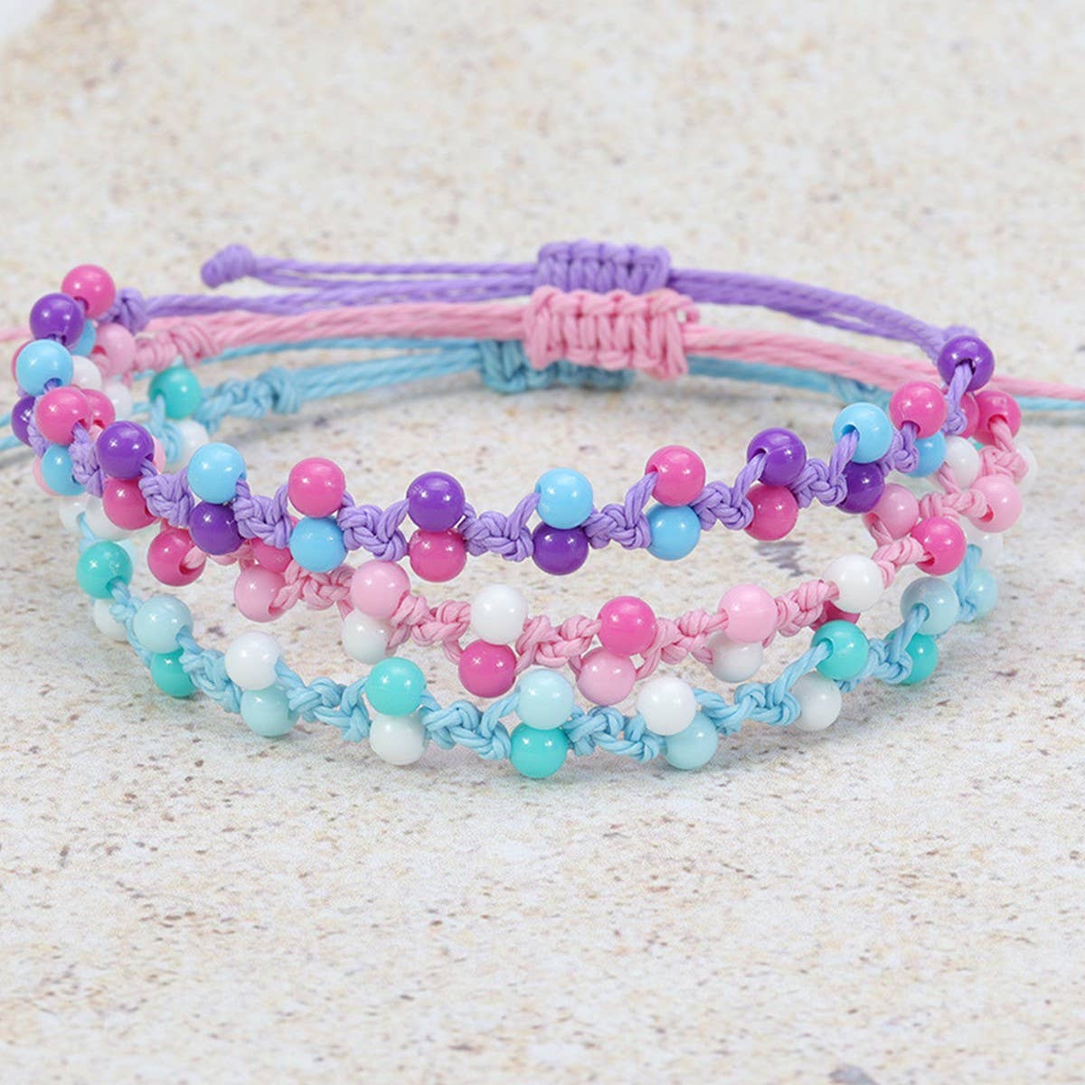 MACARON COLORED BEAD WOVEN BRACELET_CWAJE0728