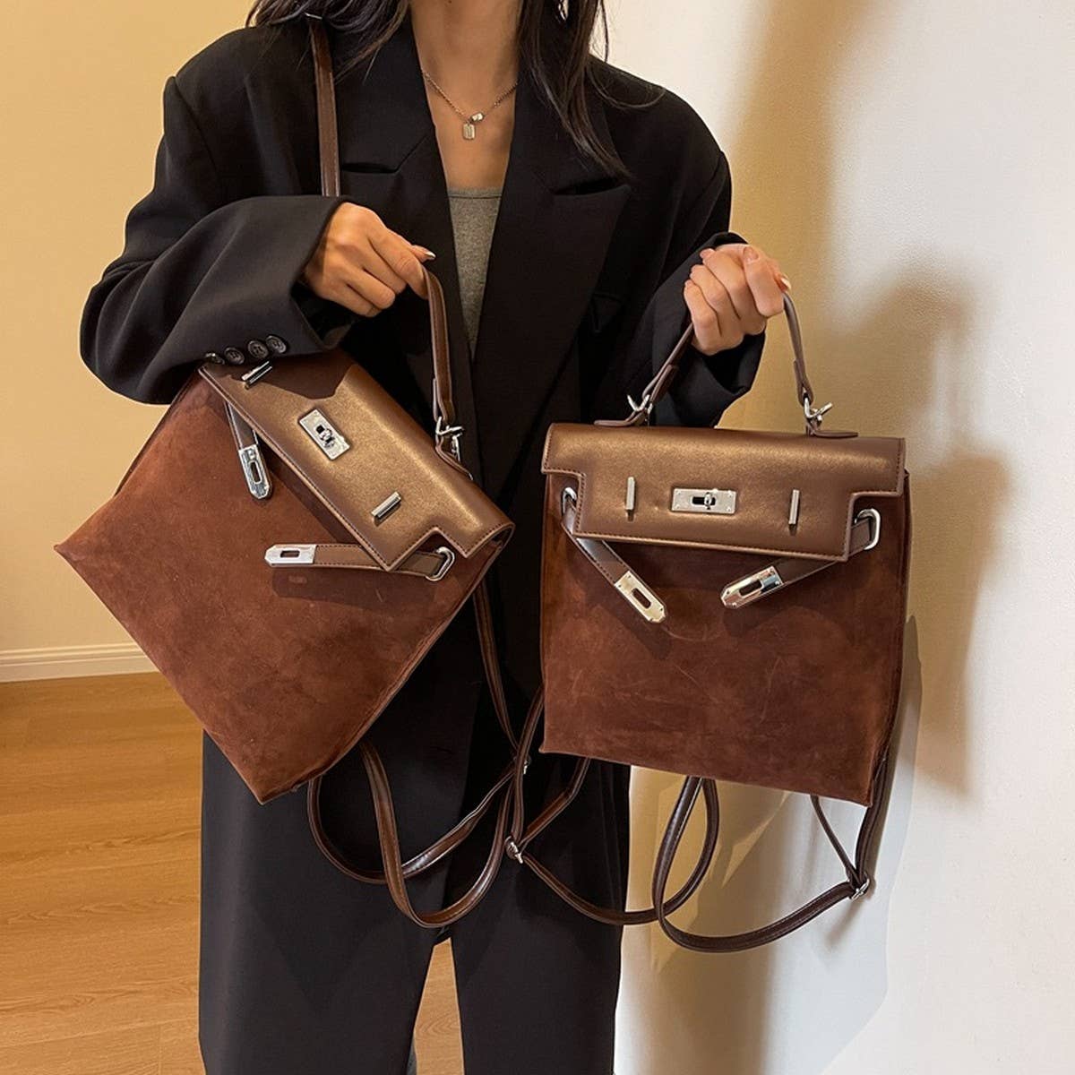 Vintage Casual Pu Leather Backpack For Womens_Cwab1789