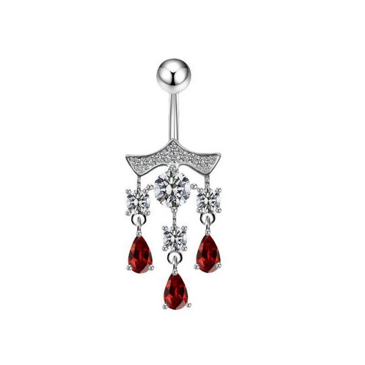 FAN SHAPE CZ BELLY RING HYPOALLERGENIC STYLE_CWMM9198