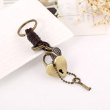 RETRO ALLOY LOVE LOCK COWHIDE KEYCHAIN_CWMM4702
