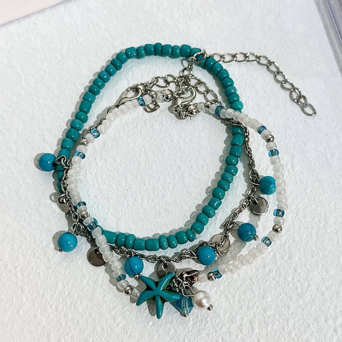 BOHO TURQUOISE STARFISH ANKLET HANDMADE CHARM_CWMM6345