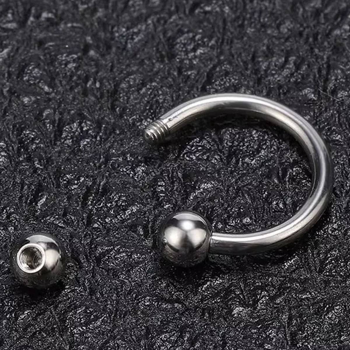 C SHAPED BALL LIP RING STAINLESS STEEL PIERCING_CWMM9586