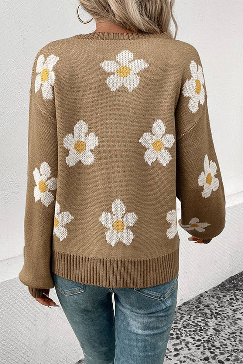 Women Long Sleeve Jacquard Crew Neck Sweater_Cwoswl1505