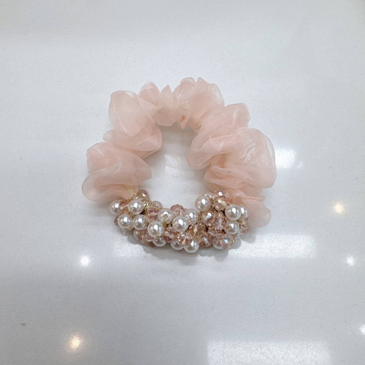 SWEET CRYSTAL PEARL SCRUNCHIE NEW SIMPLE HAIR TIE_CWAHA6773
