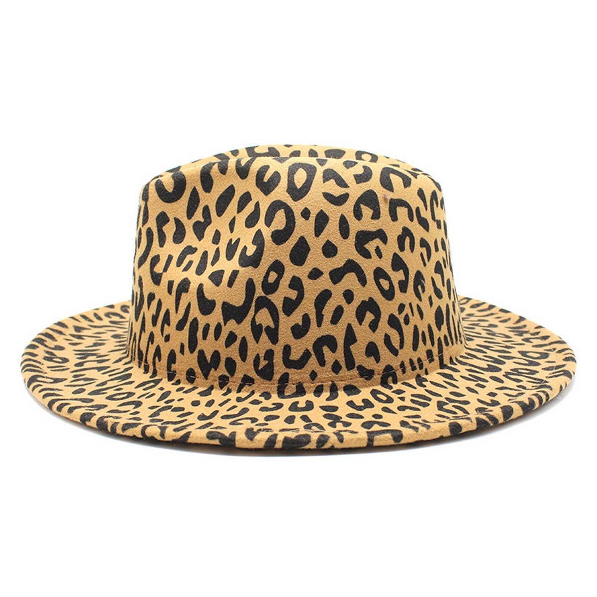 LEOPARD PRINT WOOLEN HAT WIDE BRIM JAZZ HAT_CWAH2534