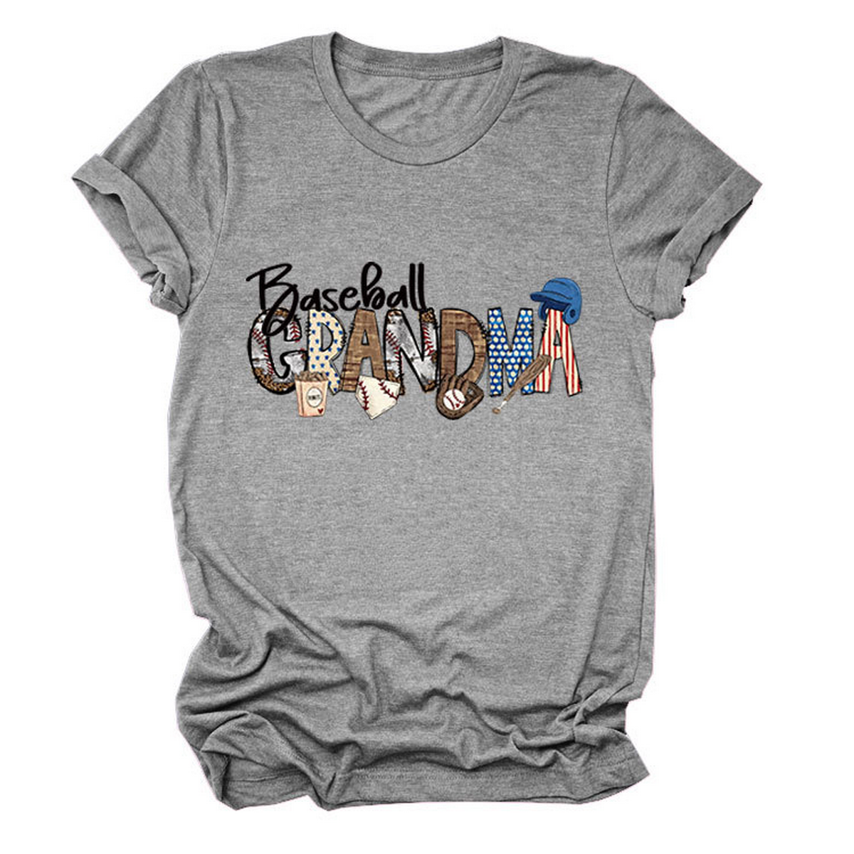 CASUAL CREW NECK TEE BASEBALL GRANDMA SHIRT_CWTTSL0496