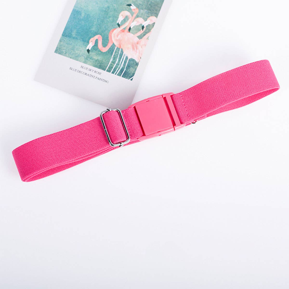 SOLID COLOR PLASTIC BUCKLE ELASTIC BELT_CWABE0681