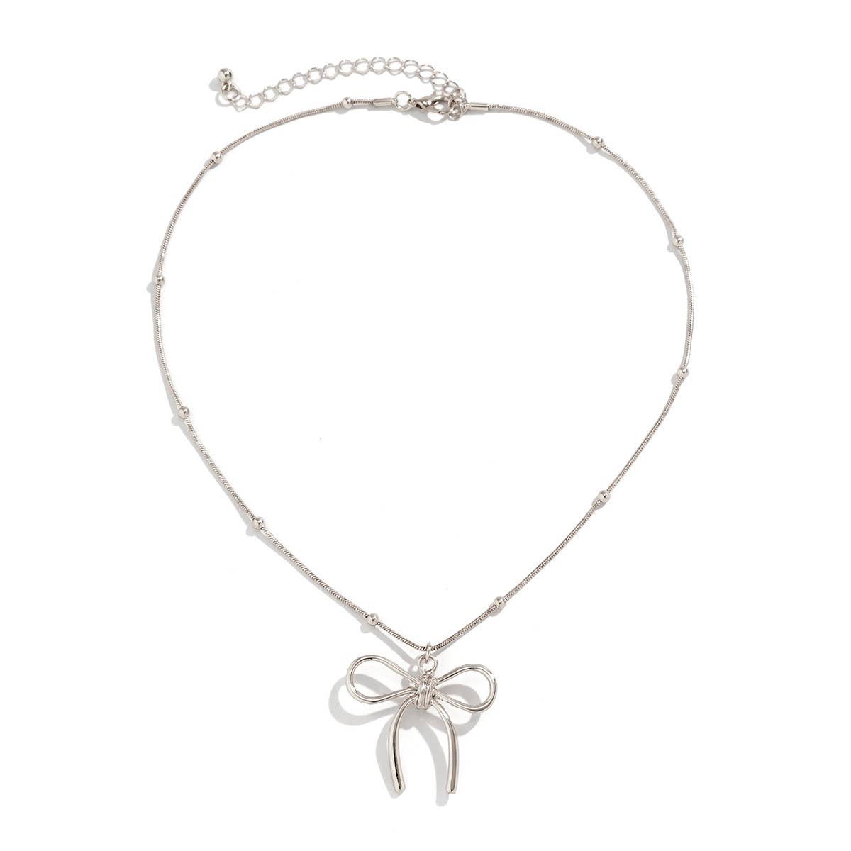 HOT SELLING BLACK BOW BEADED NECKLACE_CWAJE1171