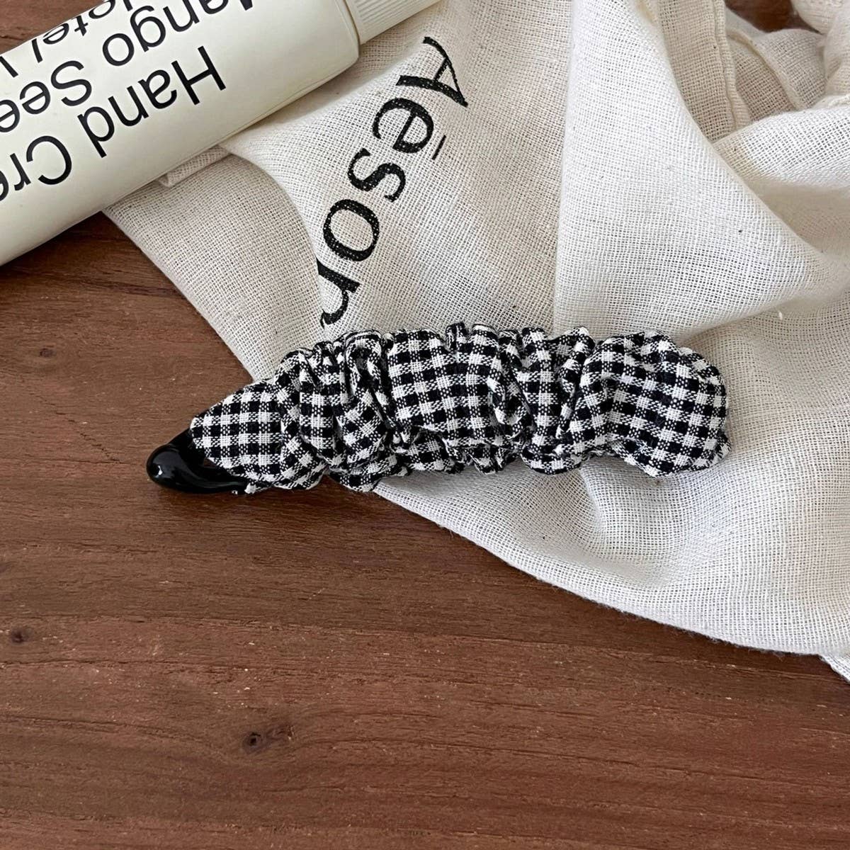 Polka Pleated Banana Clip Retro Hair Claw_Cwaha08083