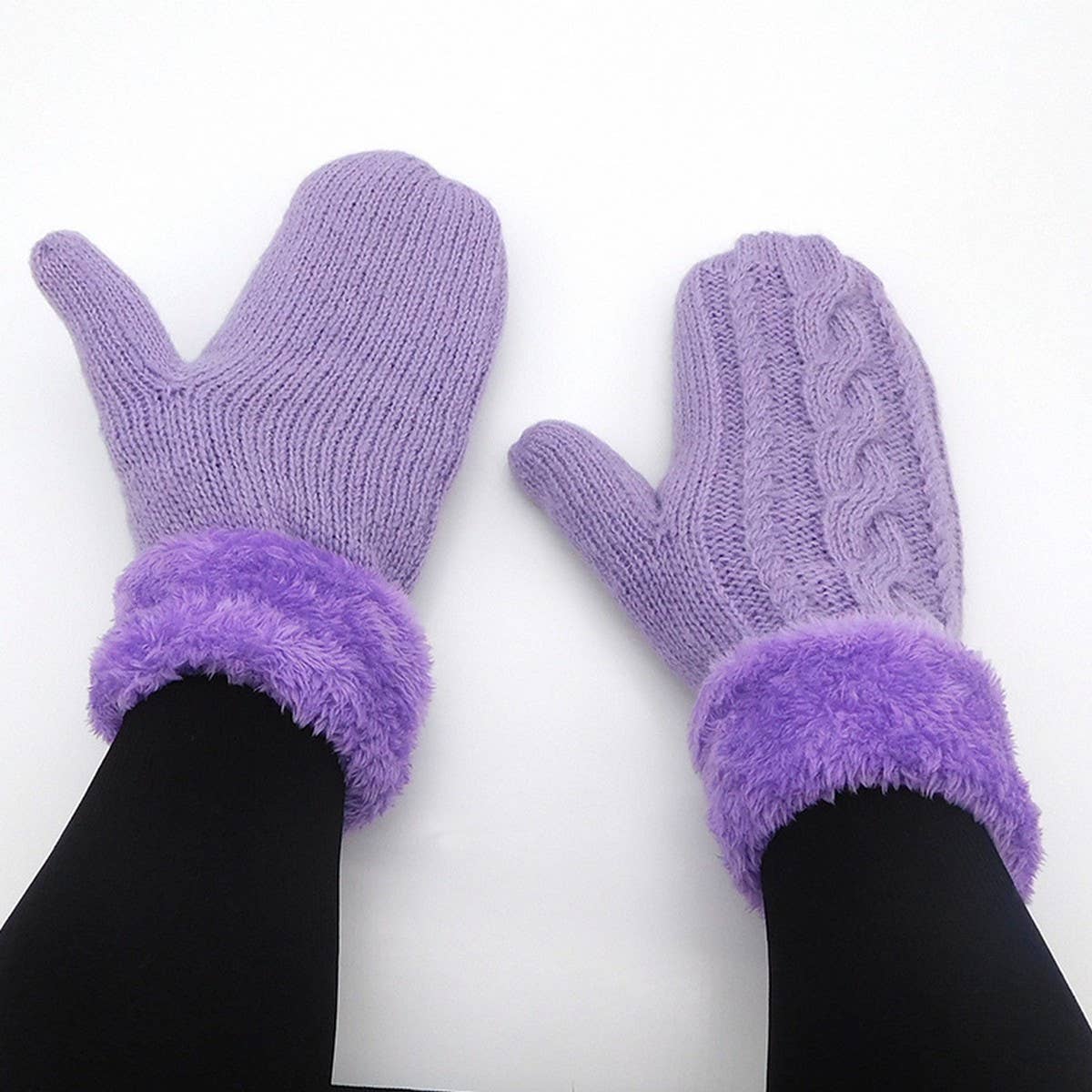 ADULT KNITTED MITTENS WITH PLUSH RABBIT GLOVES_CWAG0253