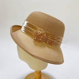 SUMMER FASHION PLEATED RIBBON STRAW HAT_CWAH3480
