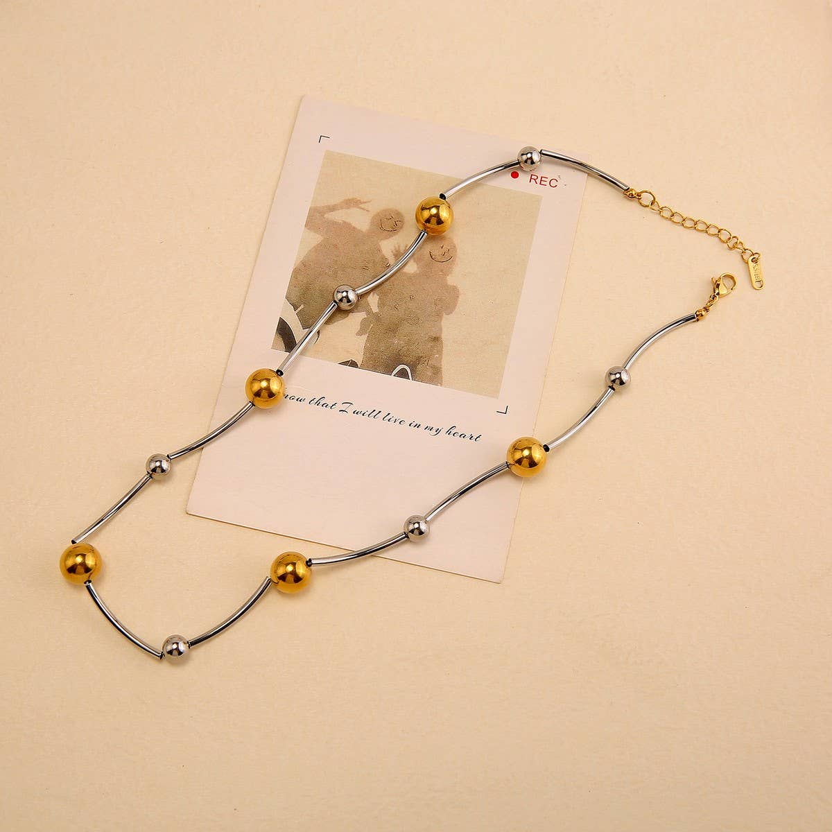 Two-Tone Gold Silver Stainless Steel Necklace_Cwmm8878