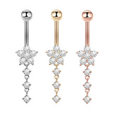STAINLESS STEEL FLOWER ZIRCON DANGLE BELLY RING_CWMM9460