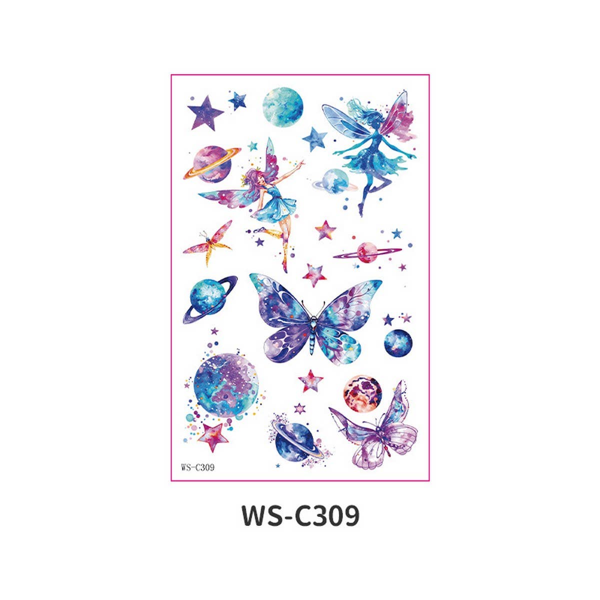 KIDS GLITTER TATTOO STICKERS BEAR BUTTERFLY STARS_CWMM8362