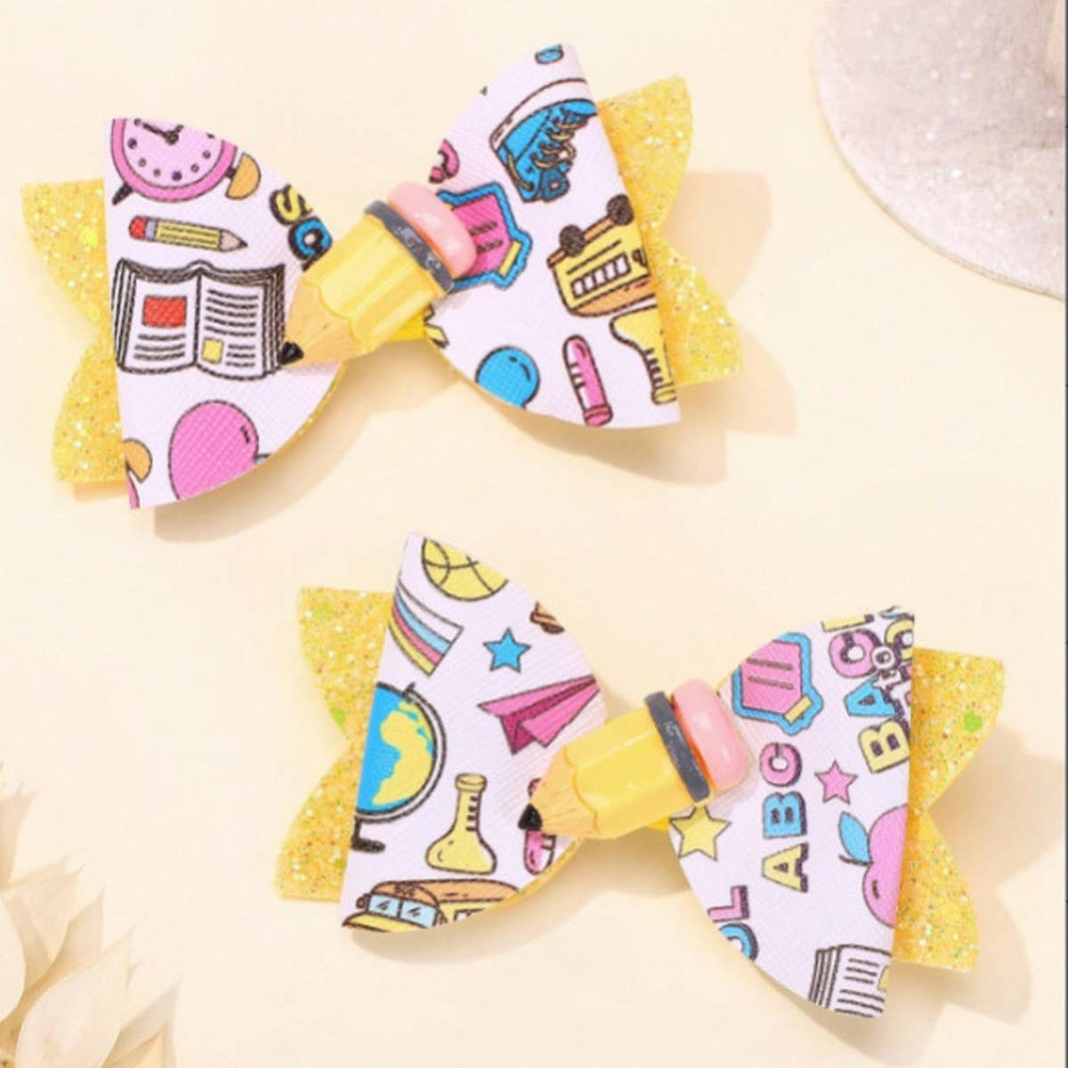 Glitter Donut Bow Hair Clip For Baby Girls