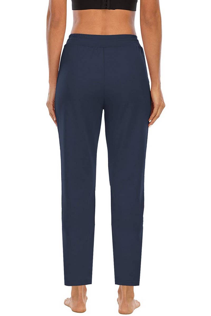 Solid Pocket High Waist Casual Pants_Cwblp0382