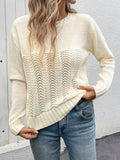 Solid-Color Simple Hollowed-Out Knitted Sweater