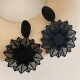 BUTTERFLY PAINTING OIL BLACK HOLLOW EARRINGS_CWAJE2448