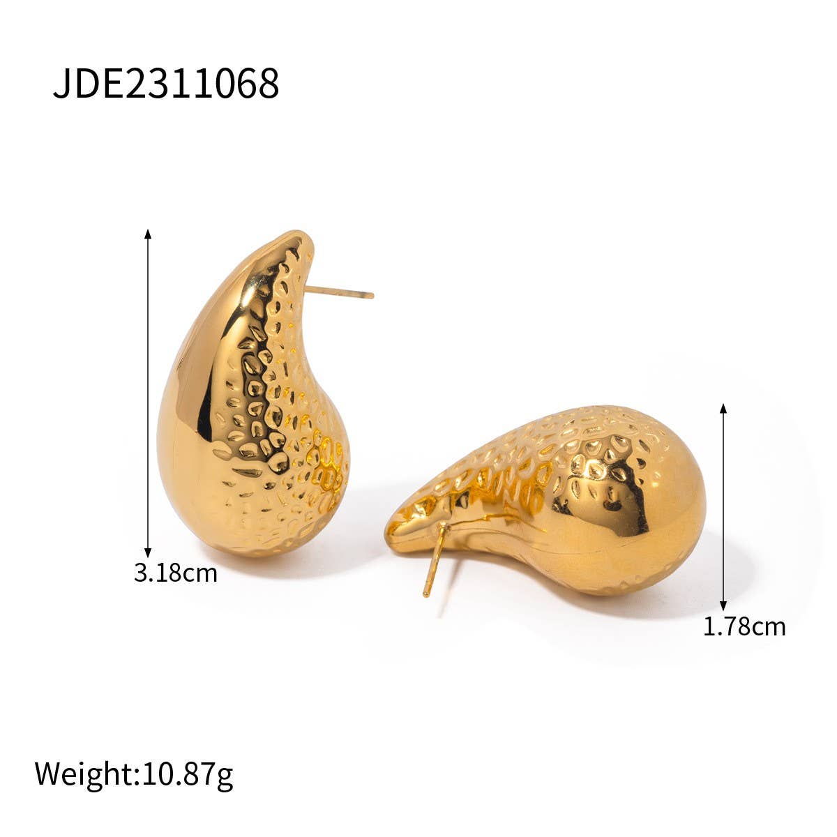 FASHION GLOSSY TEXTURED WATER DROP EARRINGS_CWASC1657