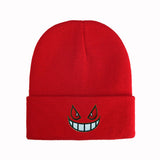 Cwah04354_Embroidered Cartoon Face Knit Beanie Hat