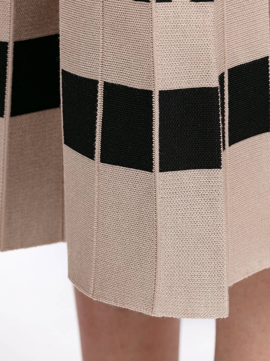 Vintage Leopard Print Contrast Knit Skirt