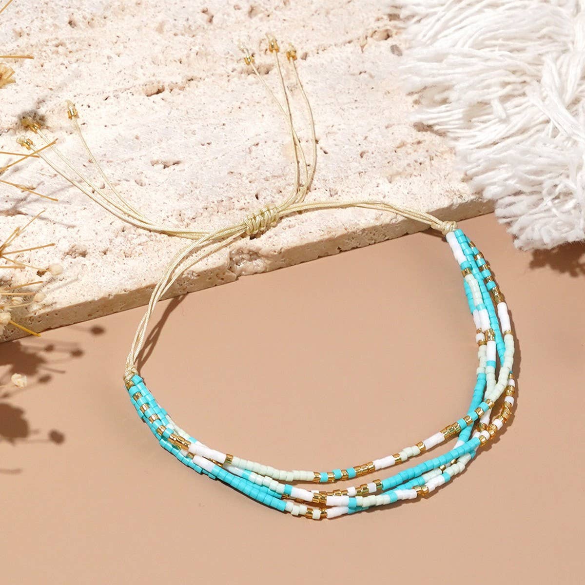 MIXED COLOR RICE BEADS STACKING DESIGN BRACELET_CWMM3798