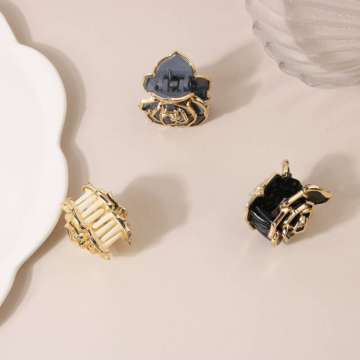 Sweet Rose Flower Hair Claw Small Elegant_Cwmm4981