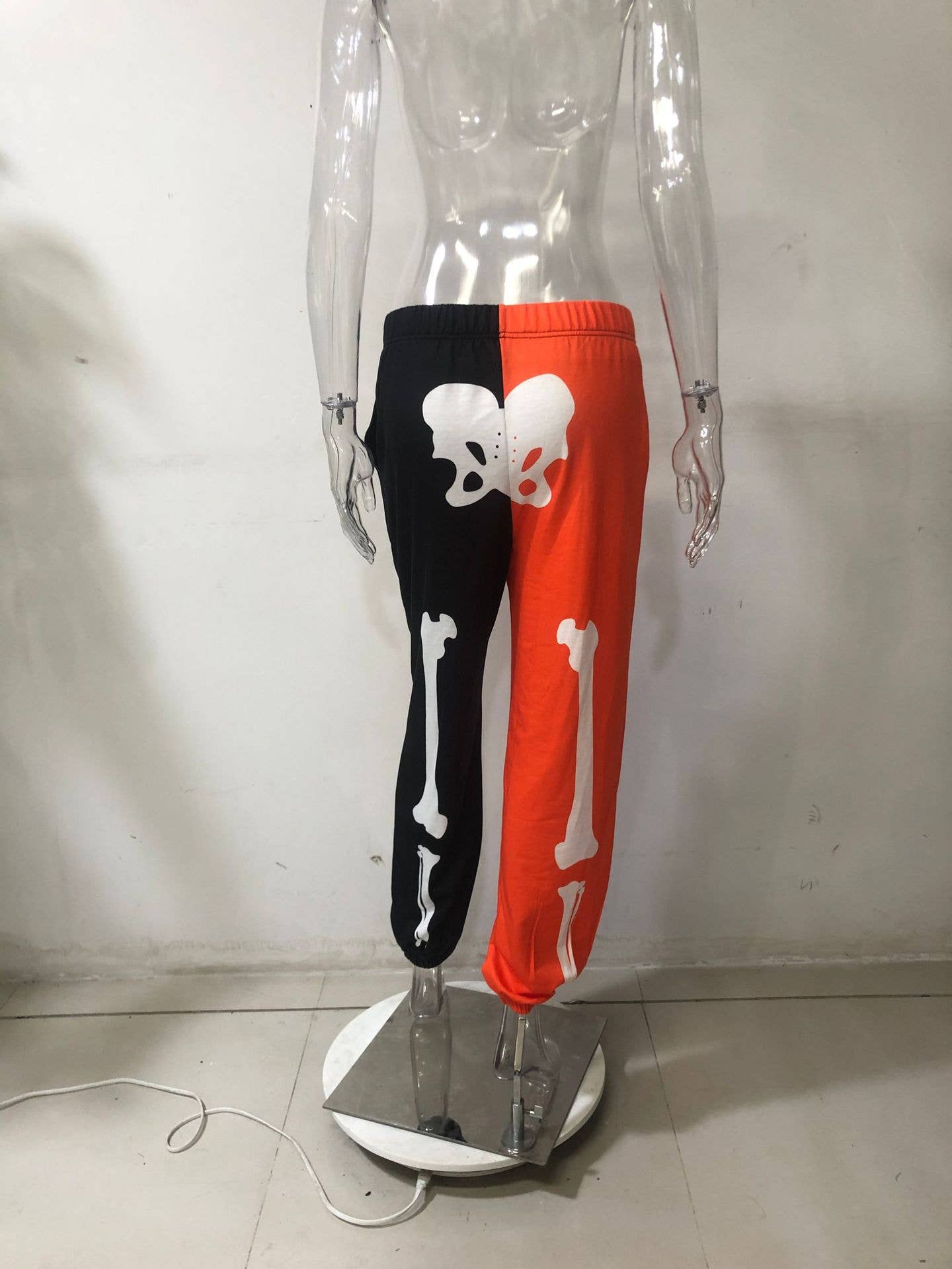 Sporty Black And Orange Harlan Straight-Leg Pants