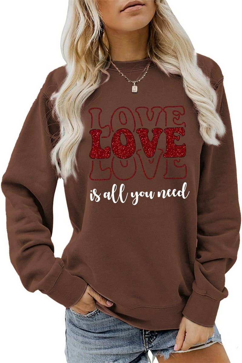 Valentine Day Love Print Pullover_Cwtstl0996