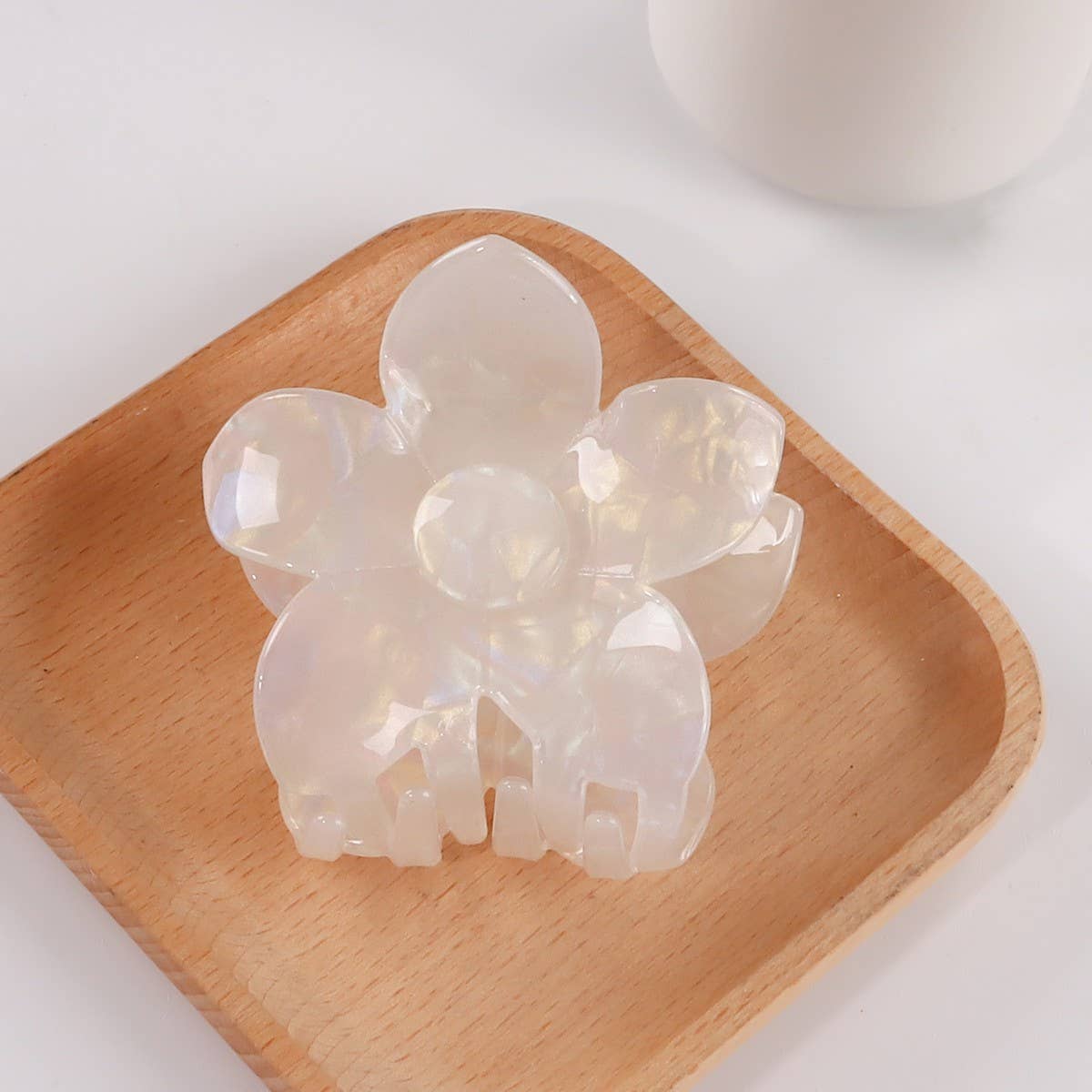 Cwaha1614_Simple Solid Color Flowers Hair Claw Clip