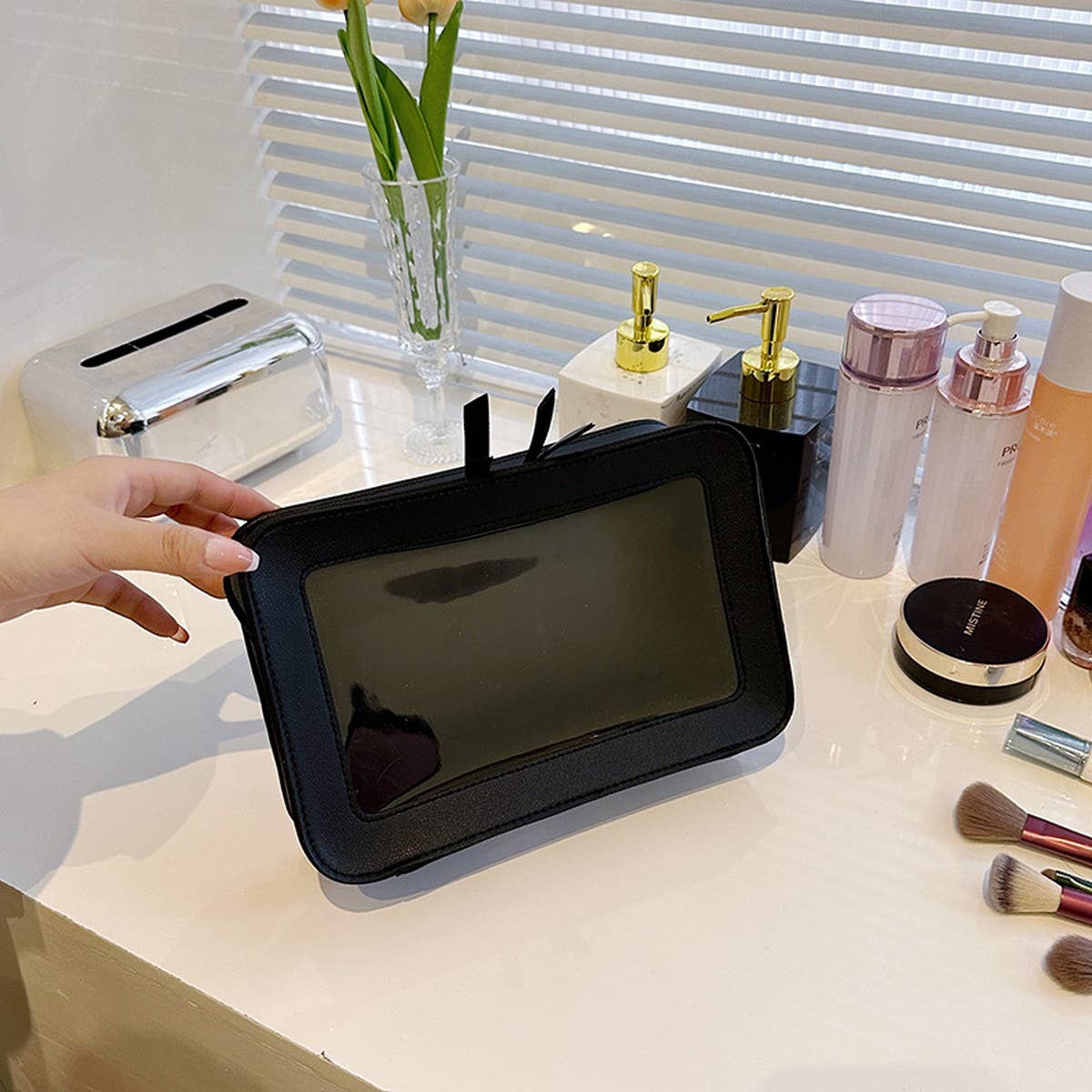 NEW SOLID COLOR SIMPLE TRANSPARENT COSMETIC BAG_CWAB4497