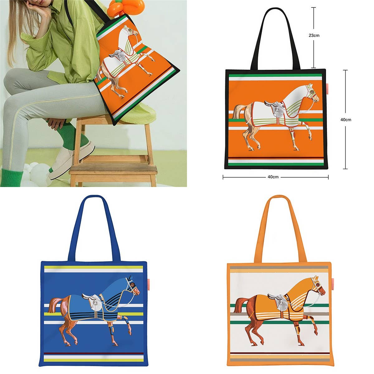 FASHION WARHORSE STRIPED CANVAS HANDBAG_CWAB5124