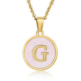 ROUND 18K GOLD STAINLESS STEEL 26LETTERS NECKLACE_CWAJE0683