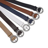 ROUND BUTTON CRYSTAL INLAID SOLID COLOR BELT _CWASC0575