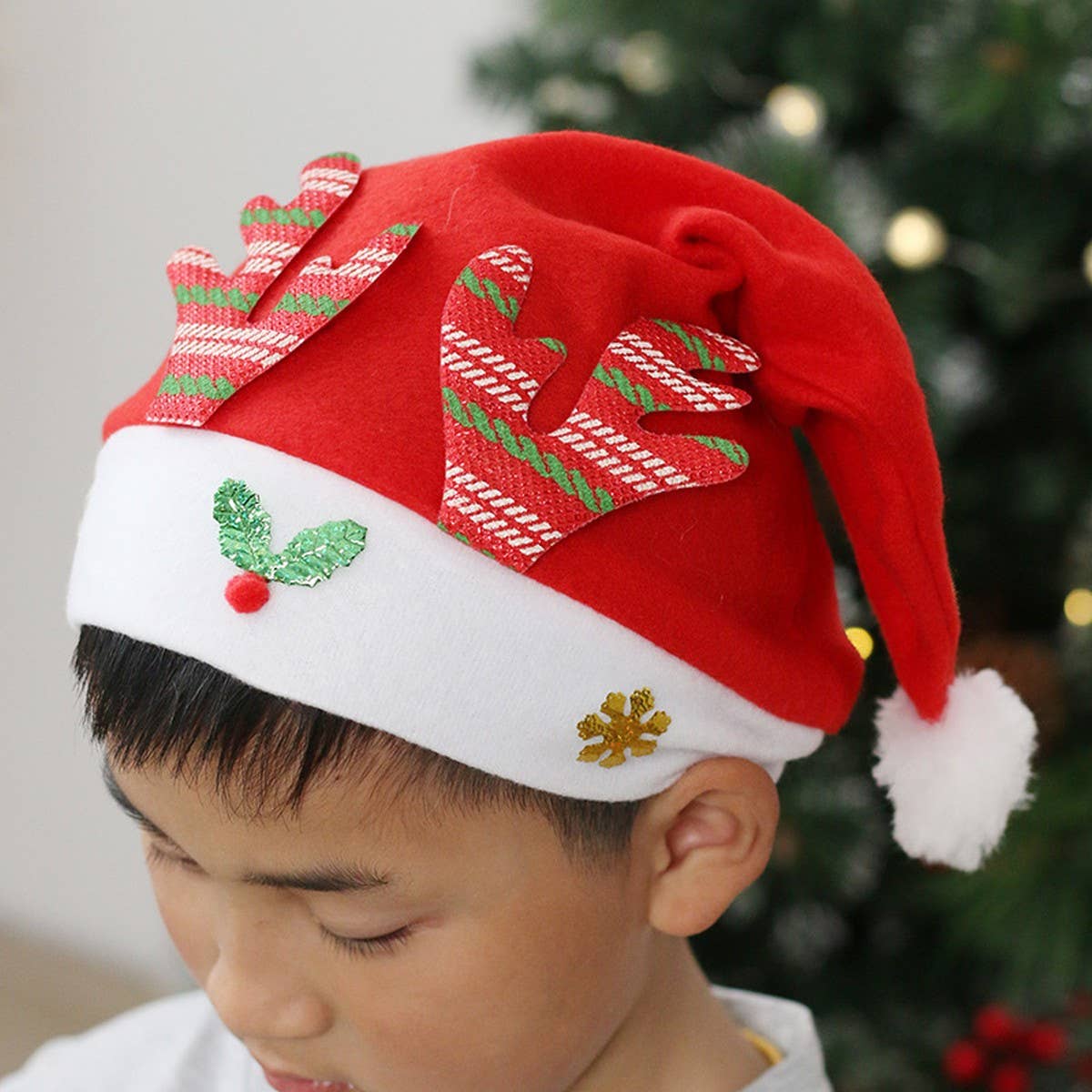 REINDEER GOLD VELVET SANTA HAT FOR CHRISTMAS_CWAJE05368