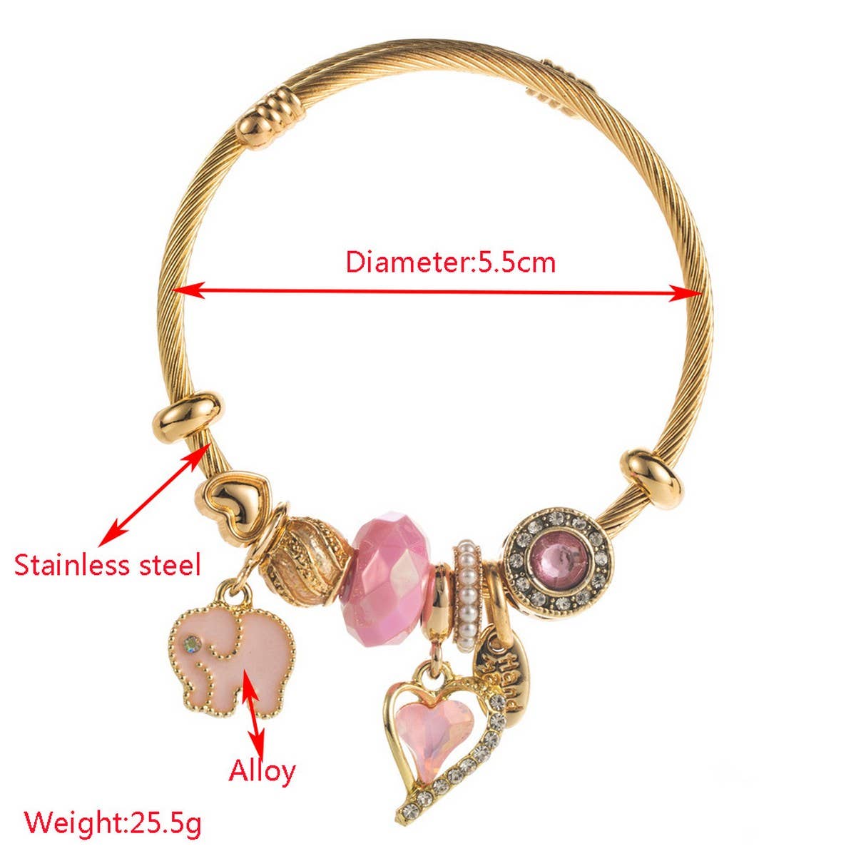 Trendy Elephant Charm Steel Couple Bracelet_Cwmm8598