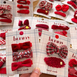 Red Bow Fabric Hair Clip Set For Kids_Cwaha08386